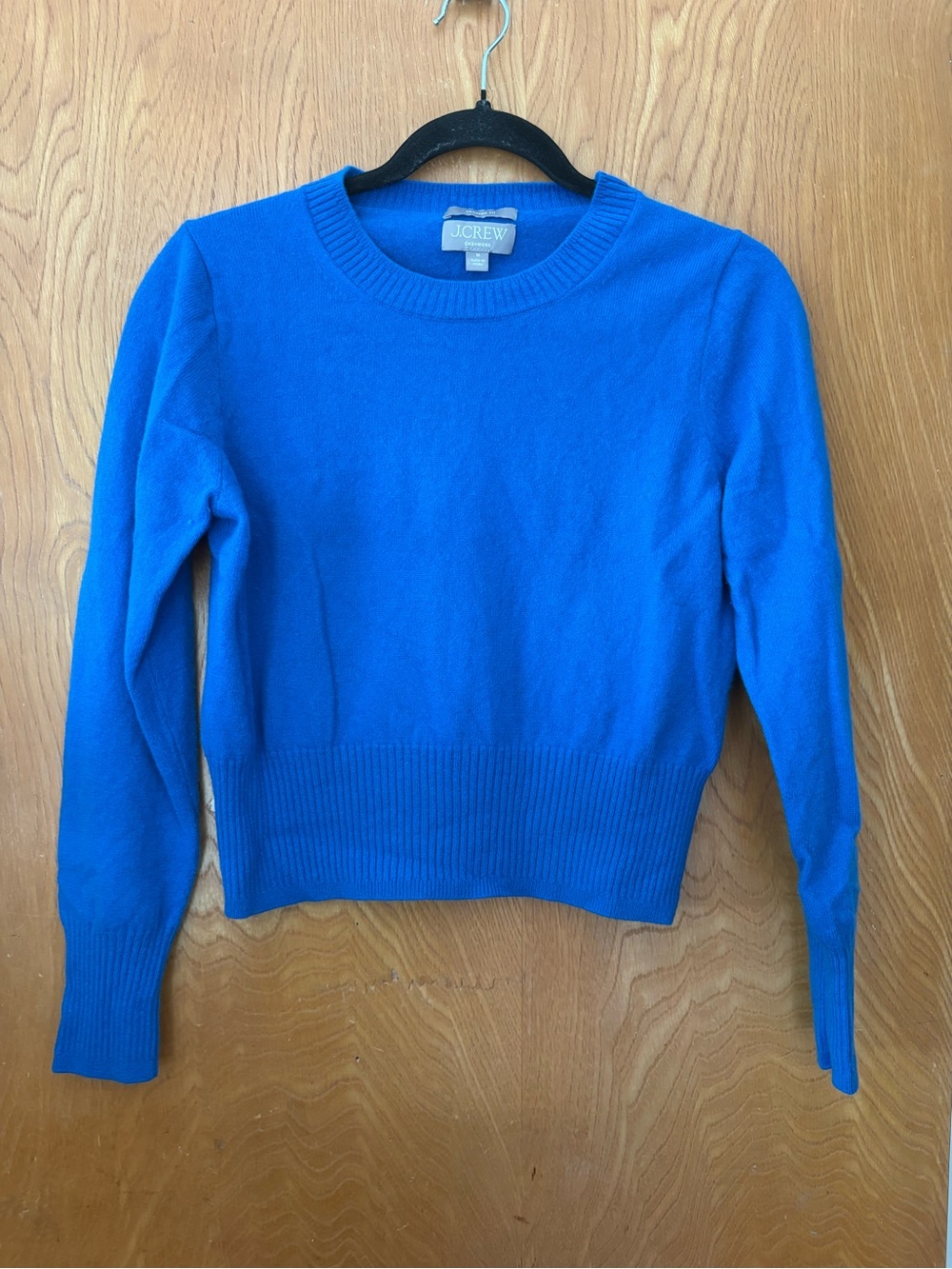 J. Crew Bright Blue cropped Crewneck cashmere Sweater M
